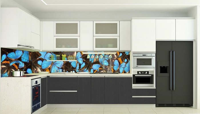 kính hoa văn ốp bếp